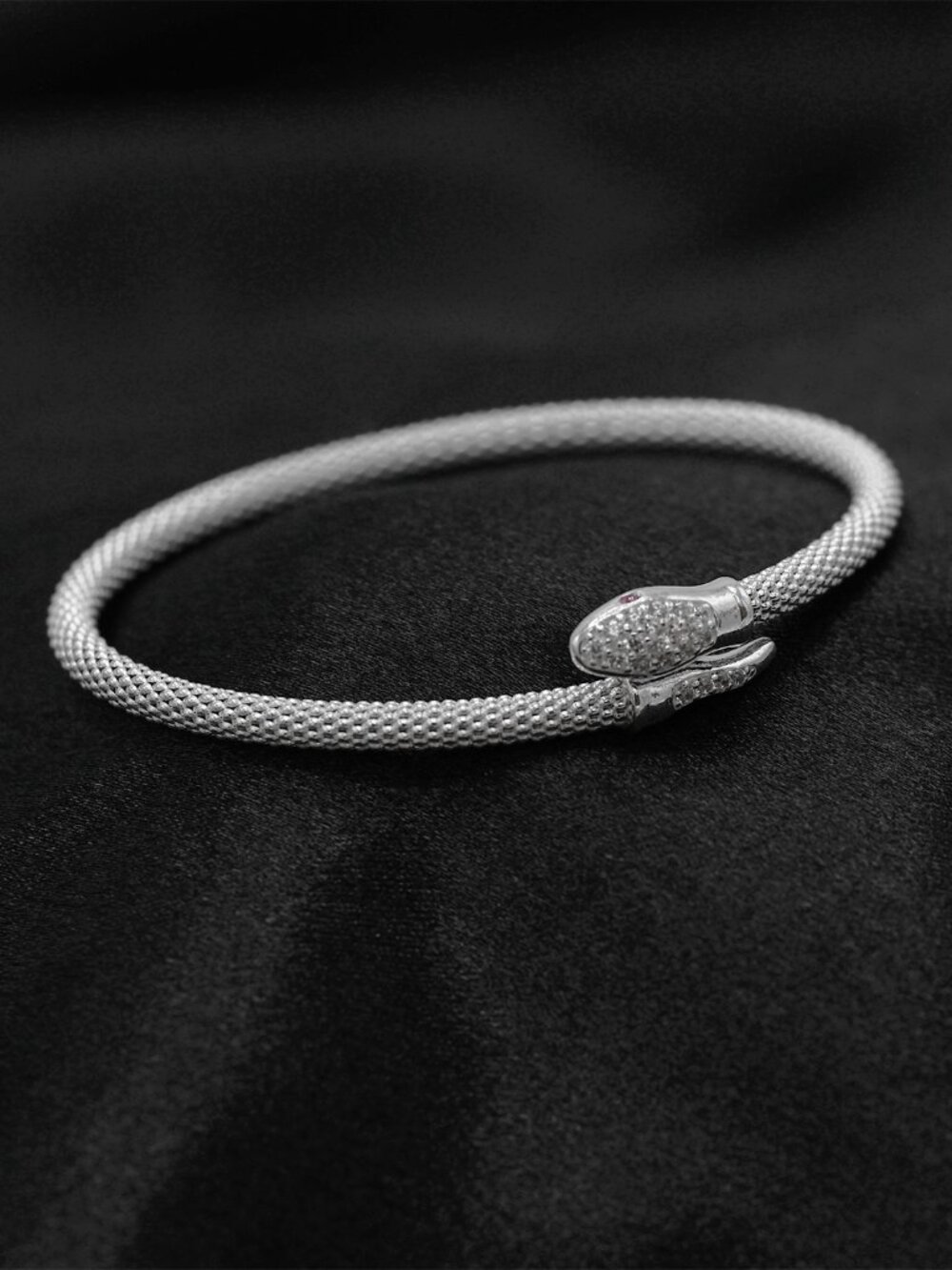 925 Sterling Silver Italian-Style Snake Skin Bangle Bracelet